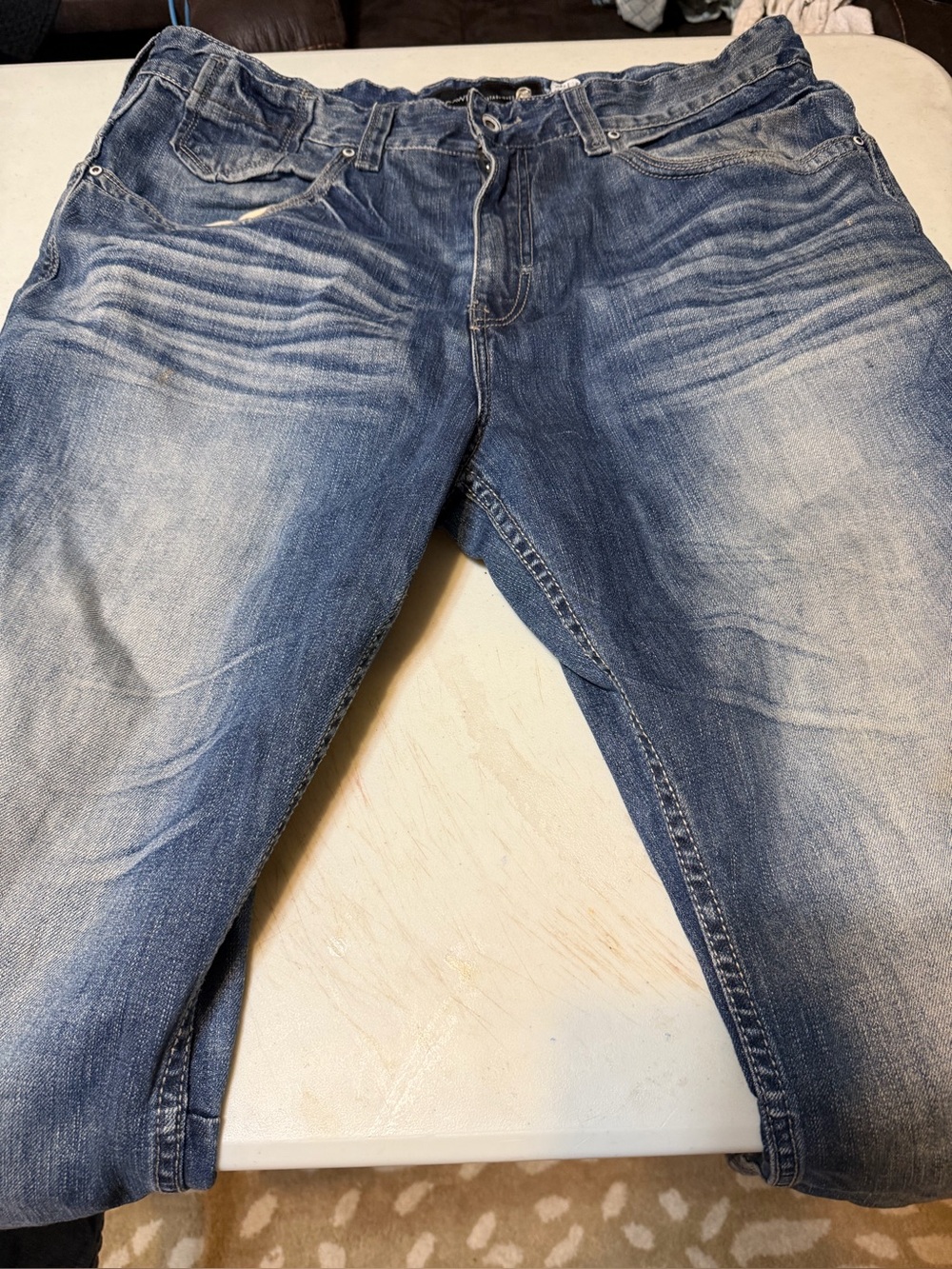 Rocawear Men's Faded Blue Relaxed Straight Jeans